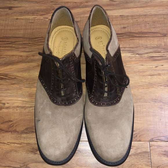 MENS STAFFORD BROWN/TAN LEATHER DRESS LOAFER